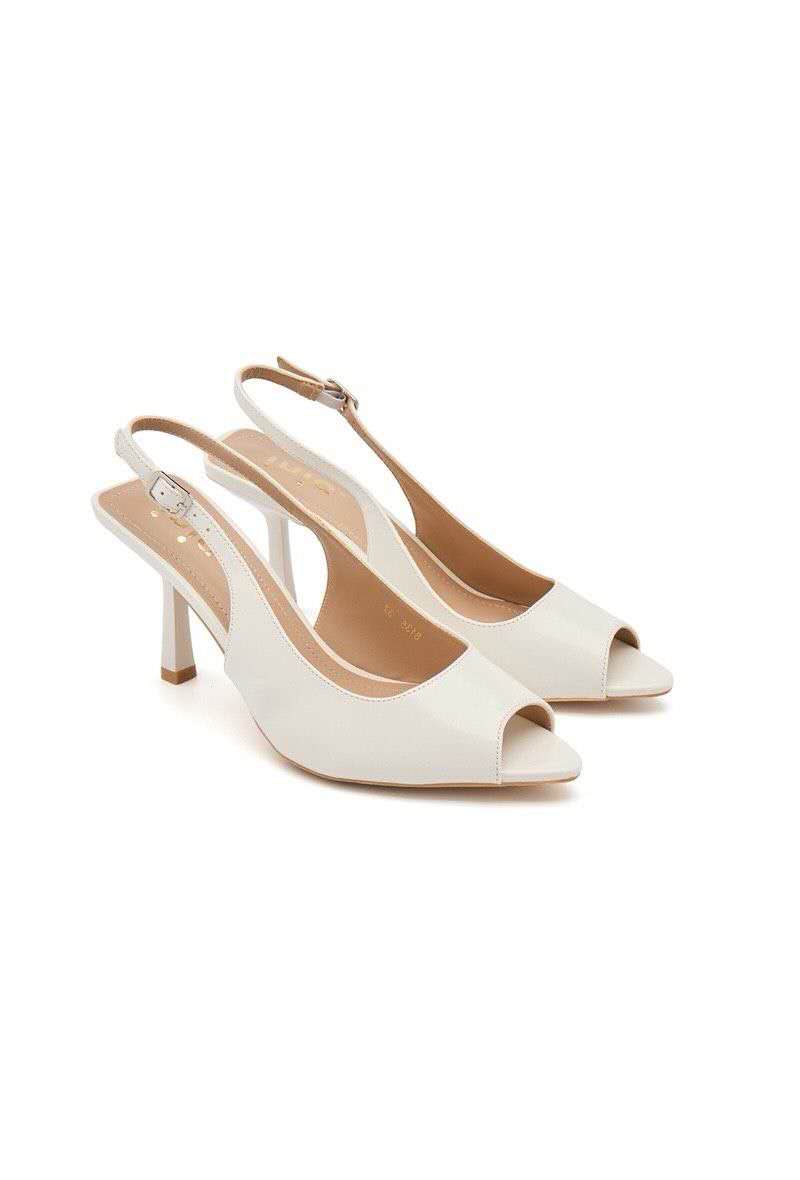 Escarpins slingback à bouts ouverts, Blanc