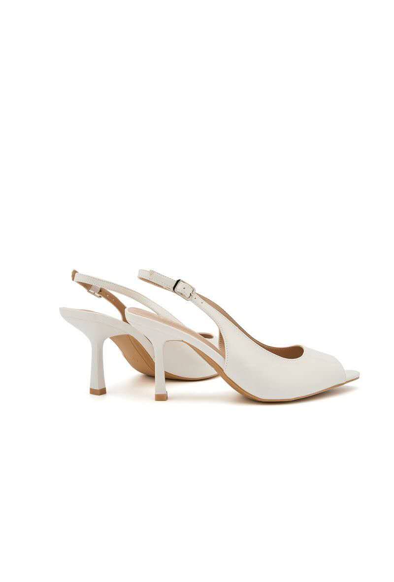 Escarpins slingback à bouts ouverts, Blanc