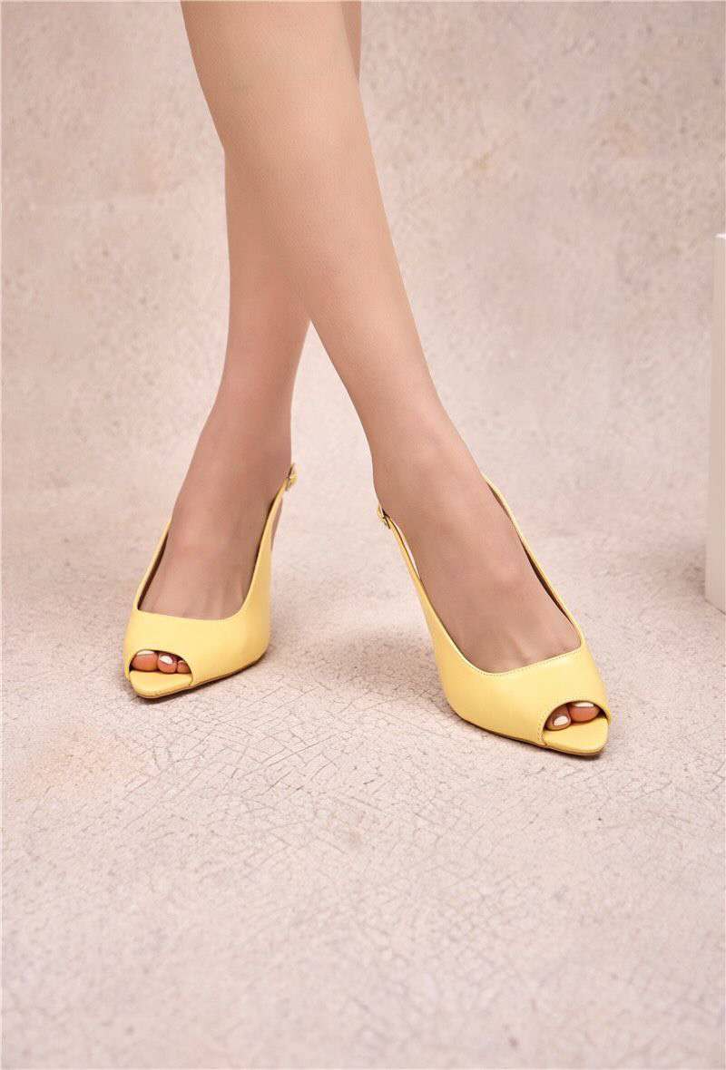 Escarpins slingback à bouts ouverts, Jaune