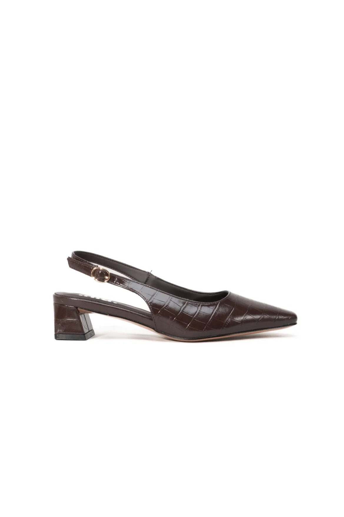 Ballerines slingback avec boucle, Marron