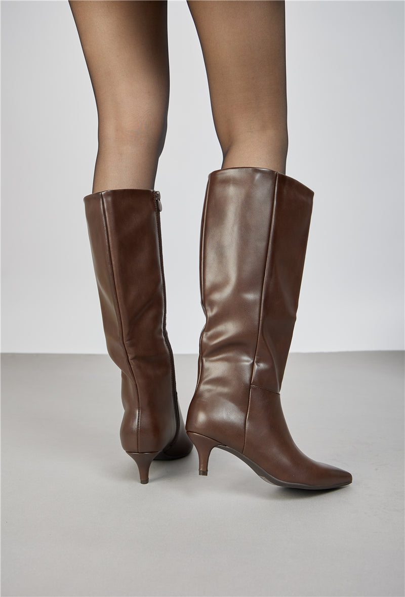 Bottes Marron À Talons Kitten