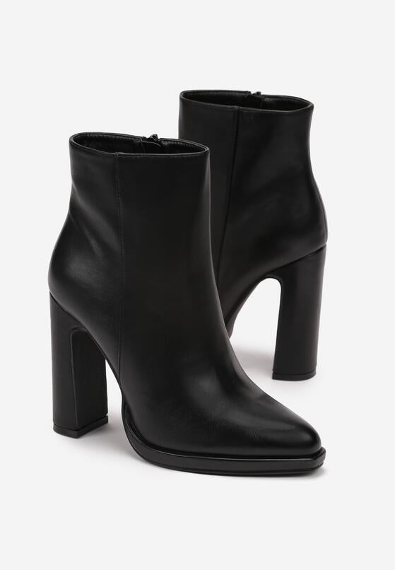 Fashion bottines noir talon carré