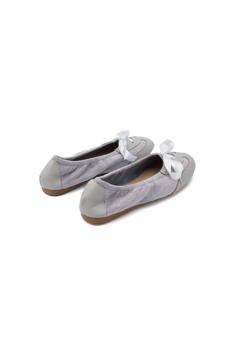 Ballerines à lacets bi-matière, Bleu clair
