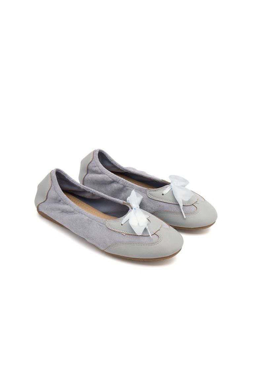Ballerines à lacets bi-matière, Bleu clair