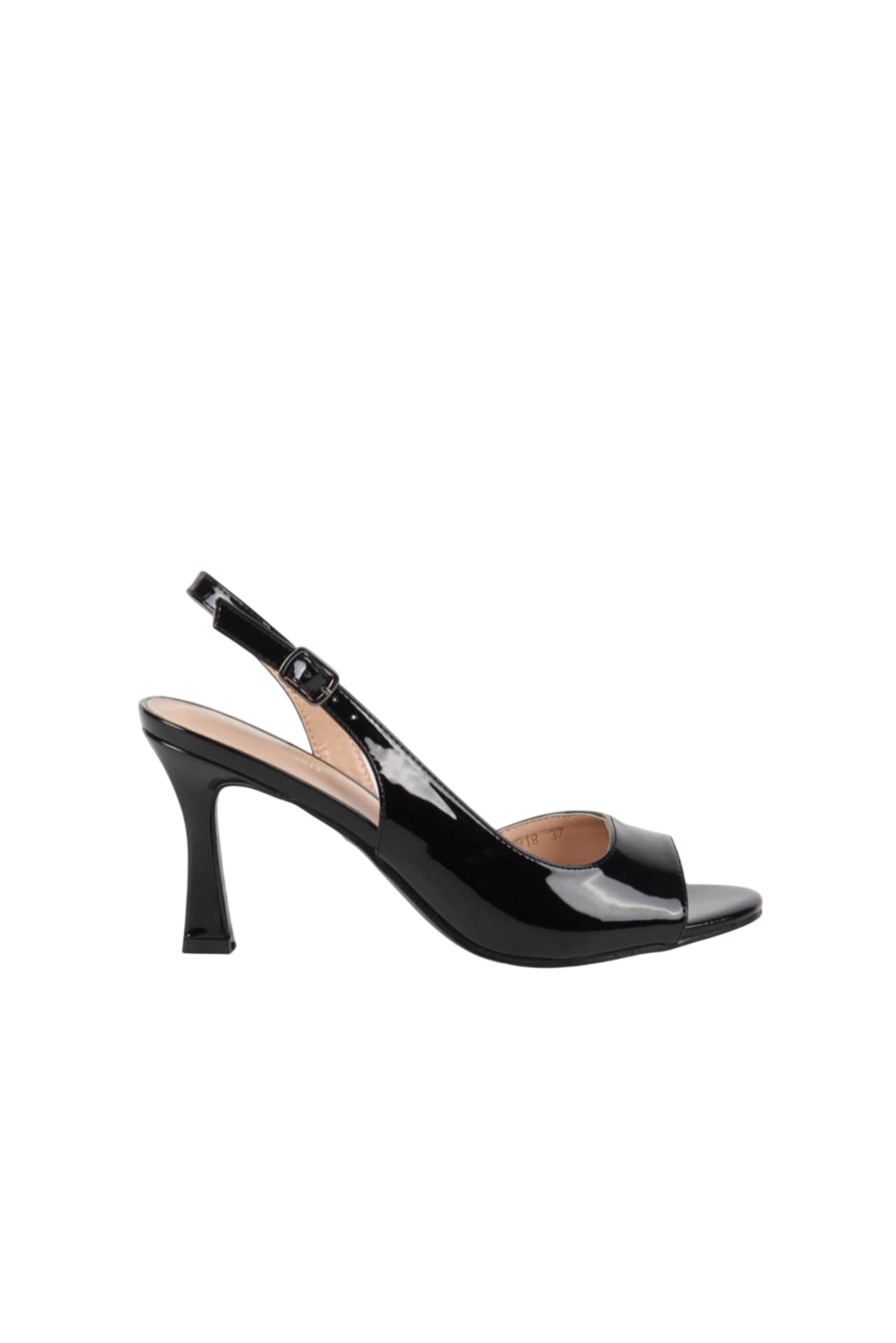 Escarpins slingback à bouts ouverts, Noir vernis