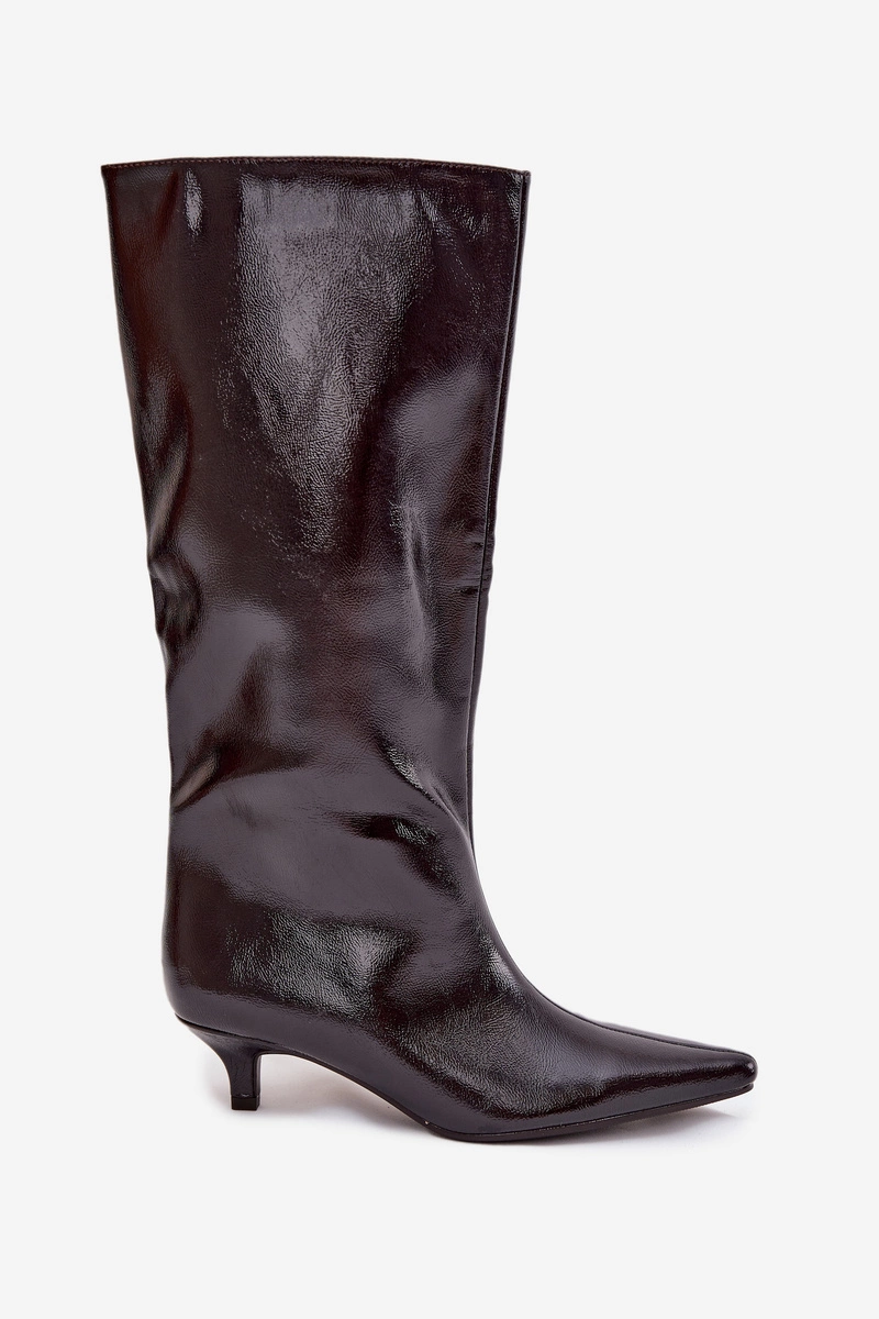 Bottes à talon kitten, Noires vernies