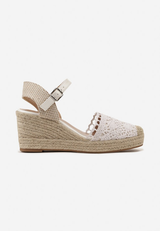 Sandale femme compensée espadrille, Blanche