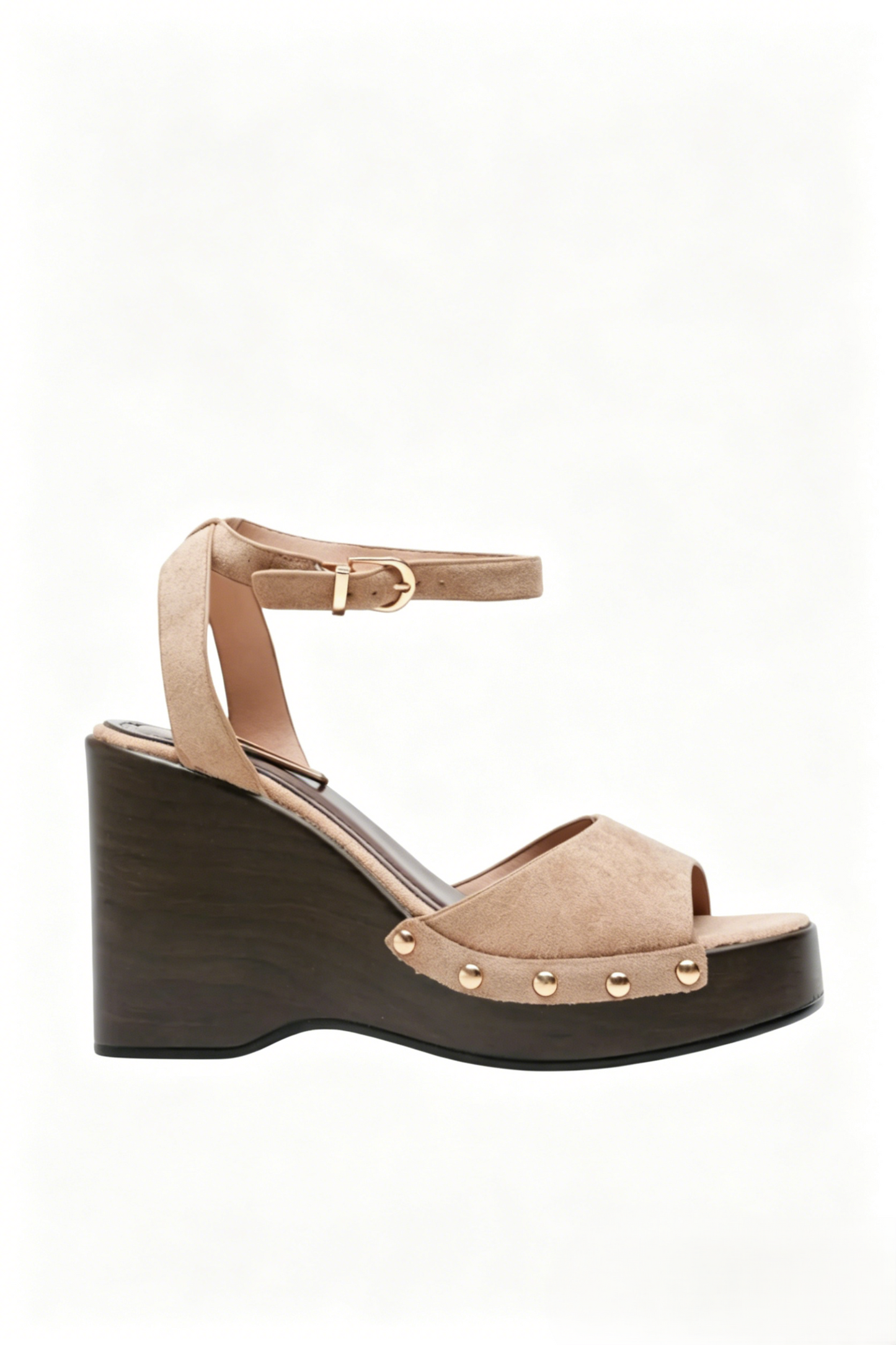 Sandales compensé plateforme avec clous, Taupe