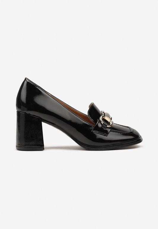 Mocassins femmes à talon bloc - noir
