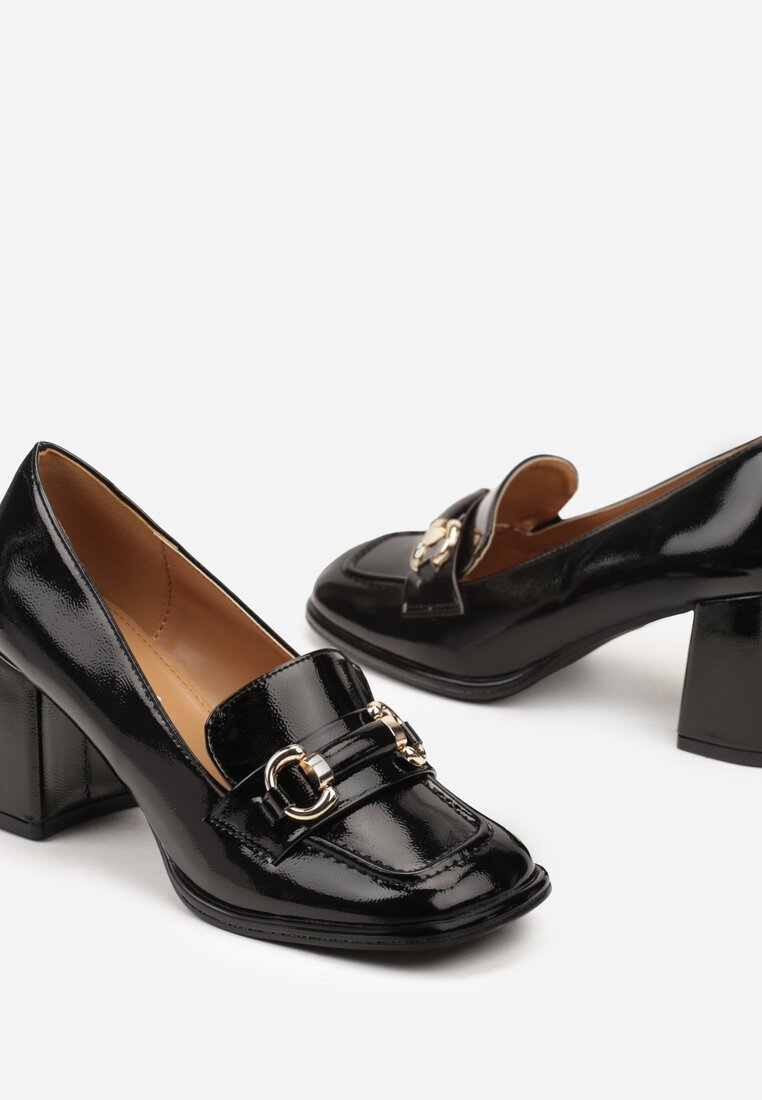 Mocassins femmes à talon bloc - noir