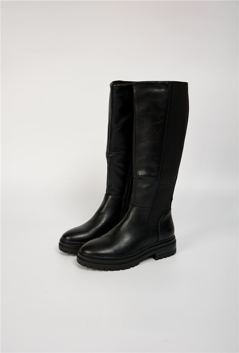 Bottes noires à semelle crantée bi-matière