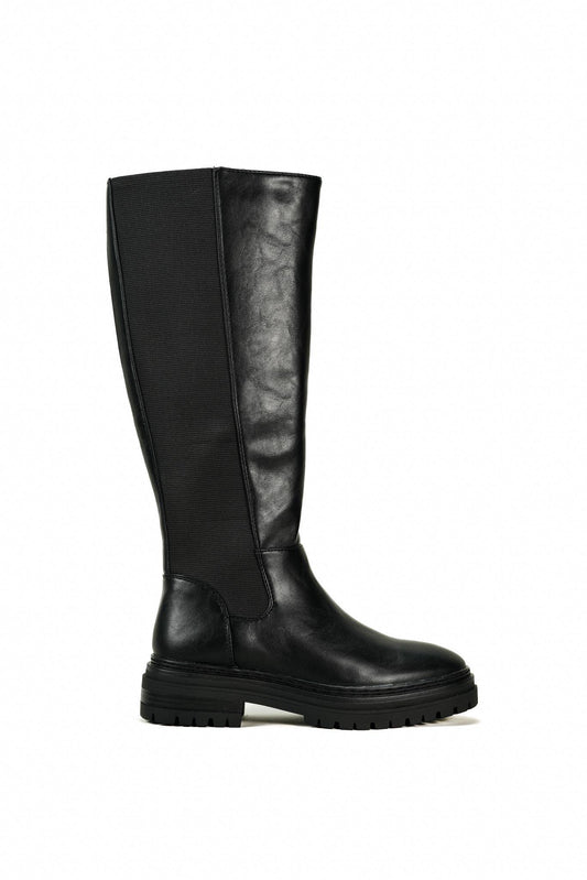 Bottes noires à semelle crantée bi-matière