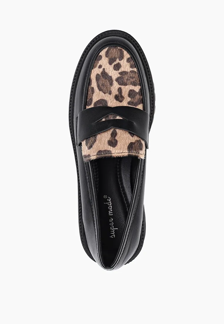 Mocassins imprime Leopard semelle crantee