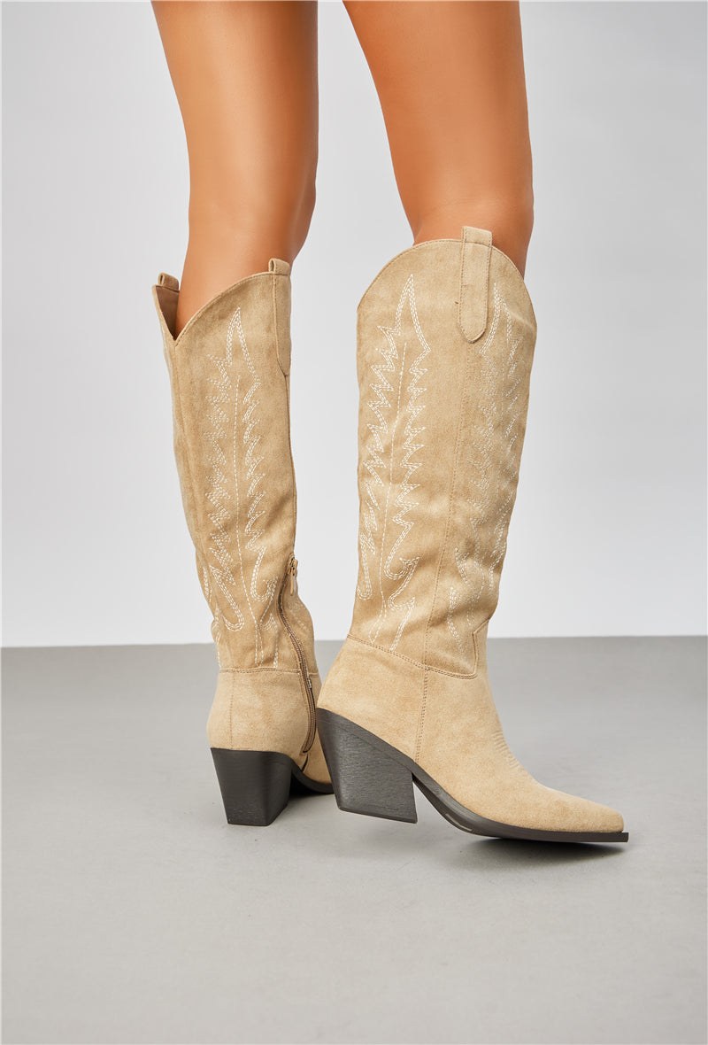 Bottes Santiags style Cowboy, Taupe