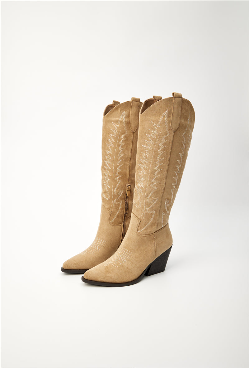 Bottes Santiags style Cowboy, Taupe
