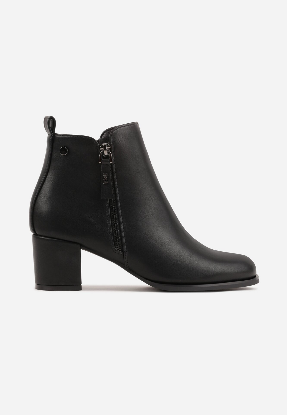 Bottines à Talon Carré et Double Zip - noir