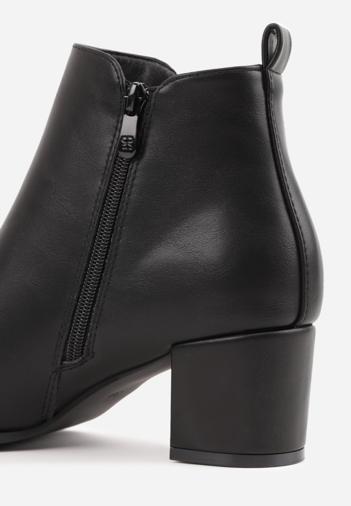Bottines à Talon Carré et Double Zip - noir