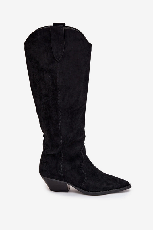 Bottes Santiags style Cowboy petit talons, Noir