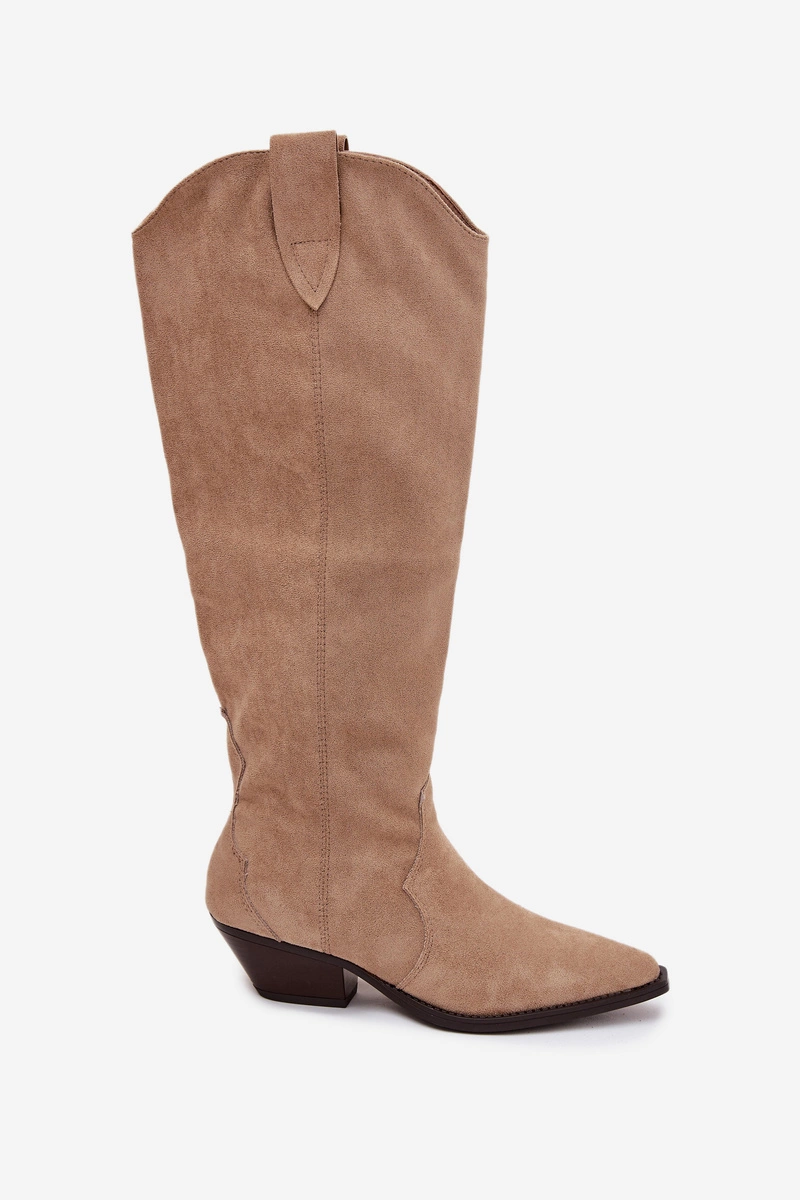 Bottes Santiags style Cowboy petit talons, Taupe