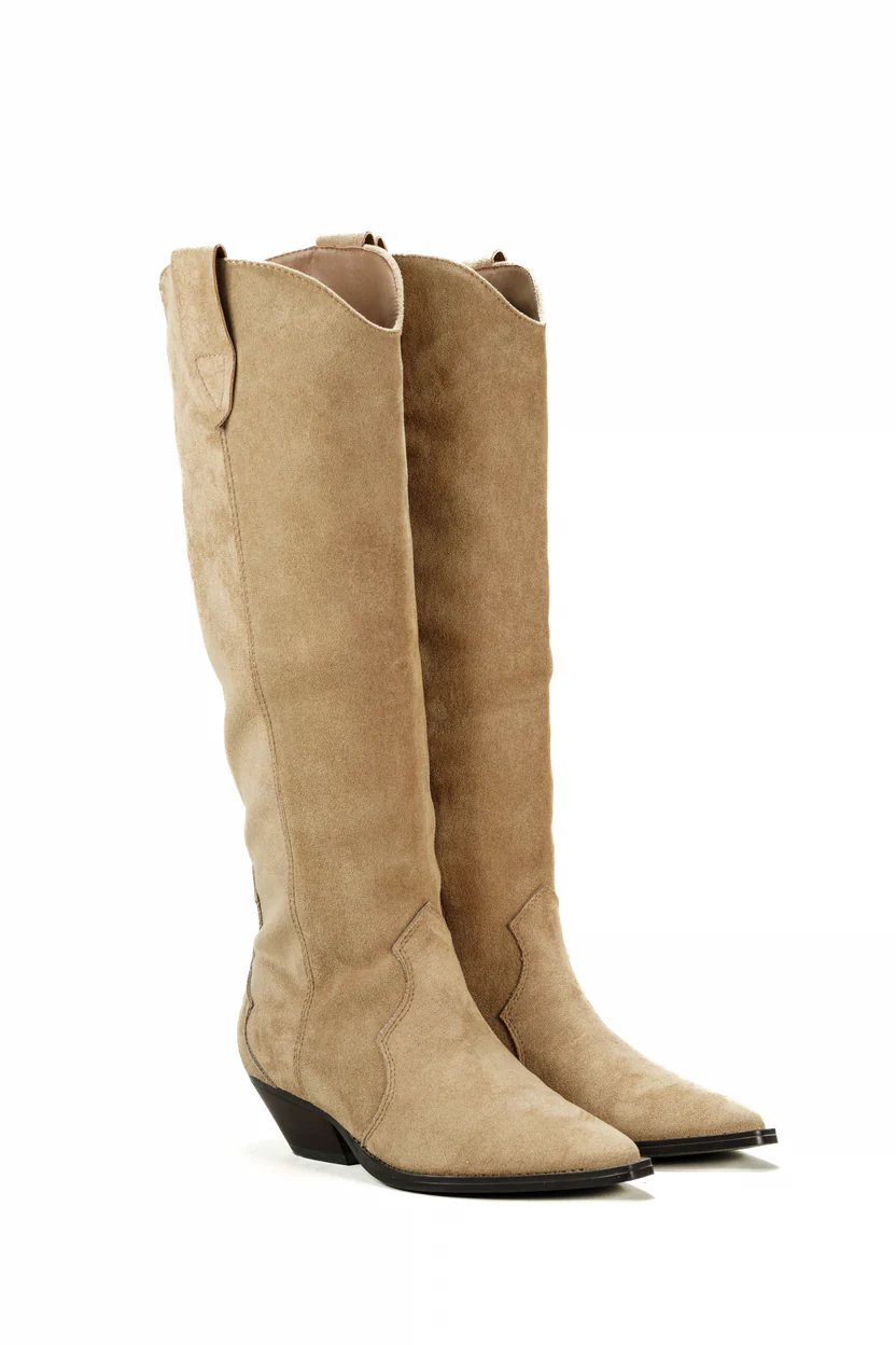 Bottes Santiags style Cowboy petit talons - taupe