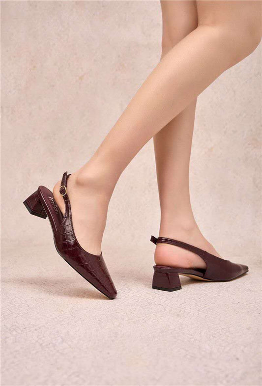 Ballerines slingback avec boucle, Bordeaux