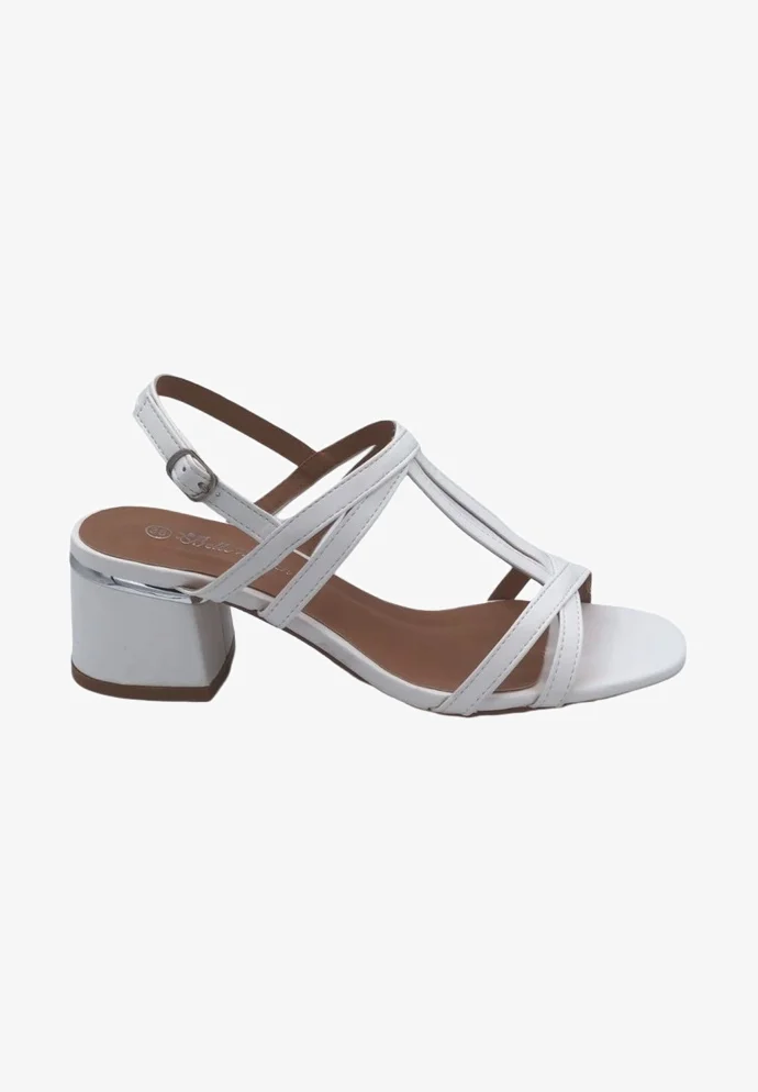 Sandales blanches pour femmes Talon carr VERA COLLECTION