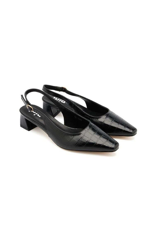 Ballerines slingback avec boucle, Noire