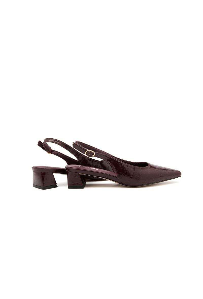 Ballerines slingback avec boucle, Bordeaux