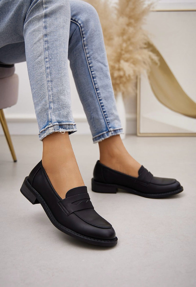 Loafer Mocassins femmes plates, Noir