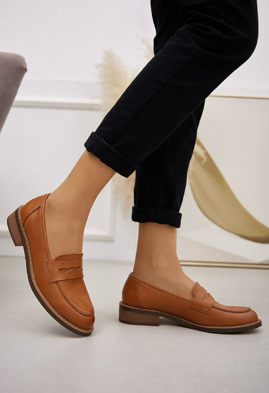 Loafer Mocassins femmes plates, Cognac