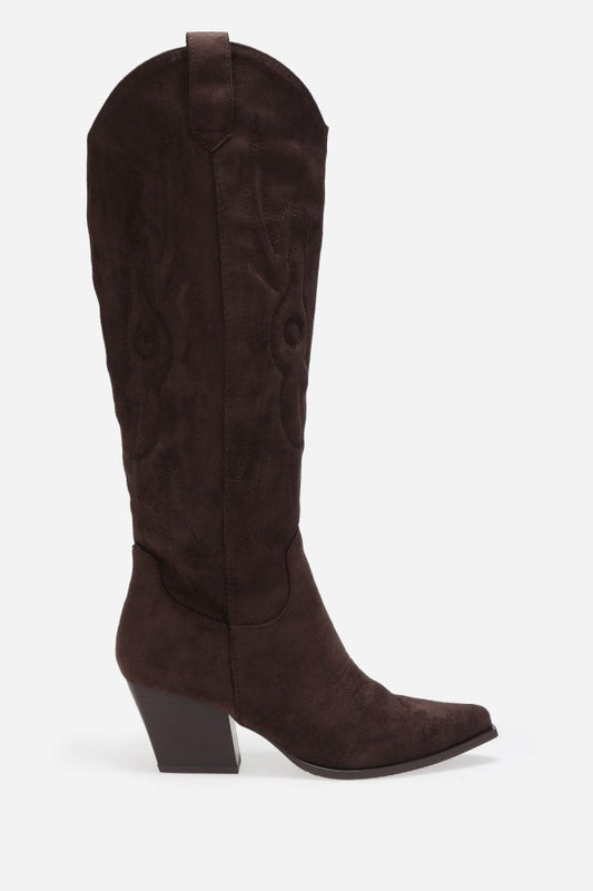 Botte Santiags suédine style Cowboy, Marron