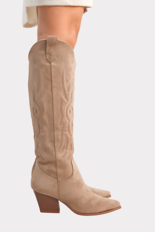 Bottes Santiags style Cowboy, Taupe