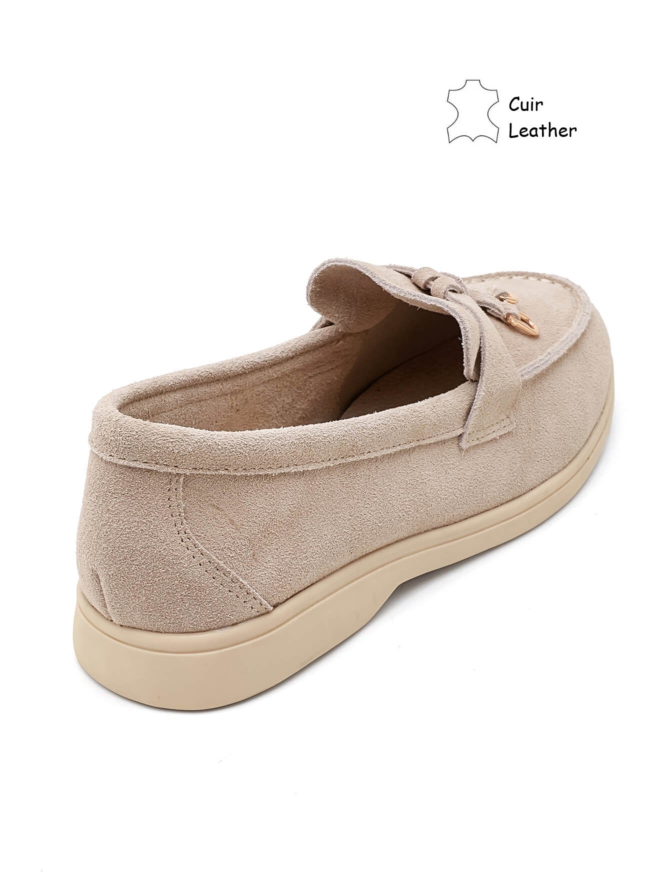 Mocassin / loafer en cuir pour femmes - beige