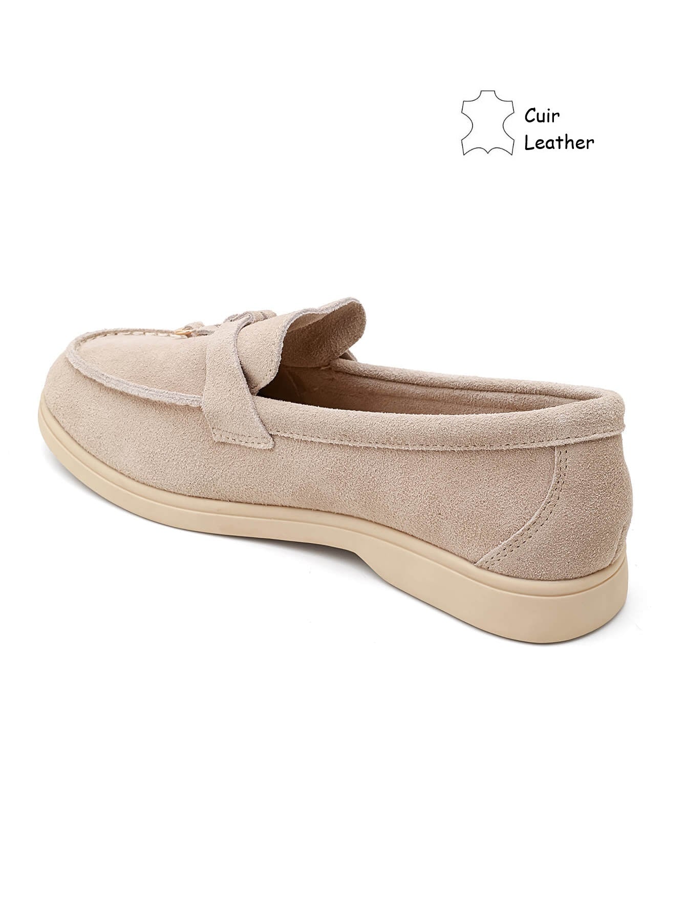 Mocassin / loafer en cuir pour femmes - beige