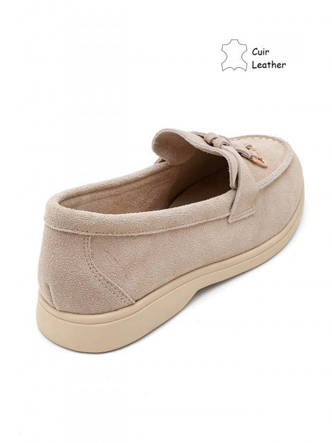 Mocassin / loafer en cuir pour femmes, Beige