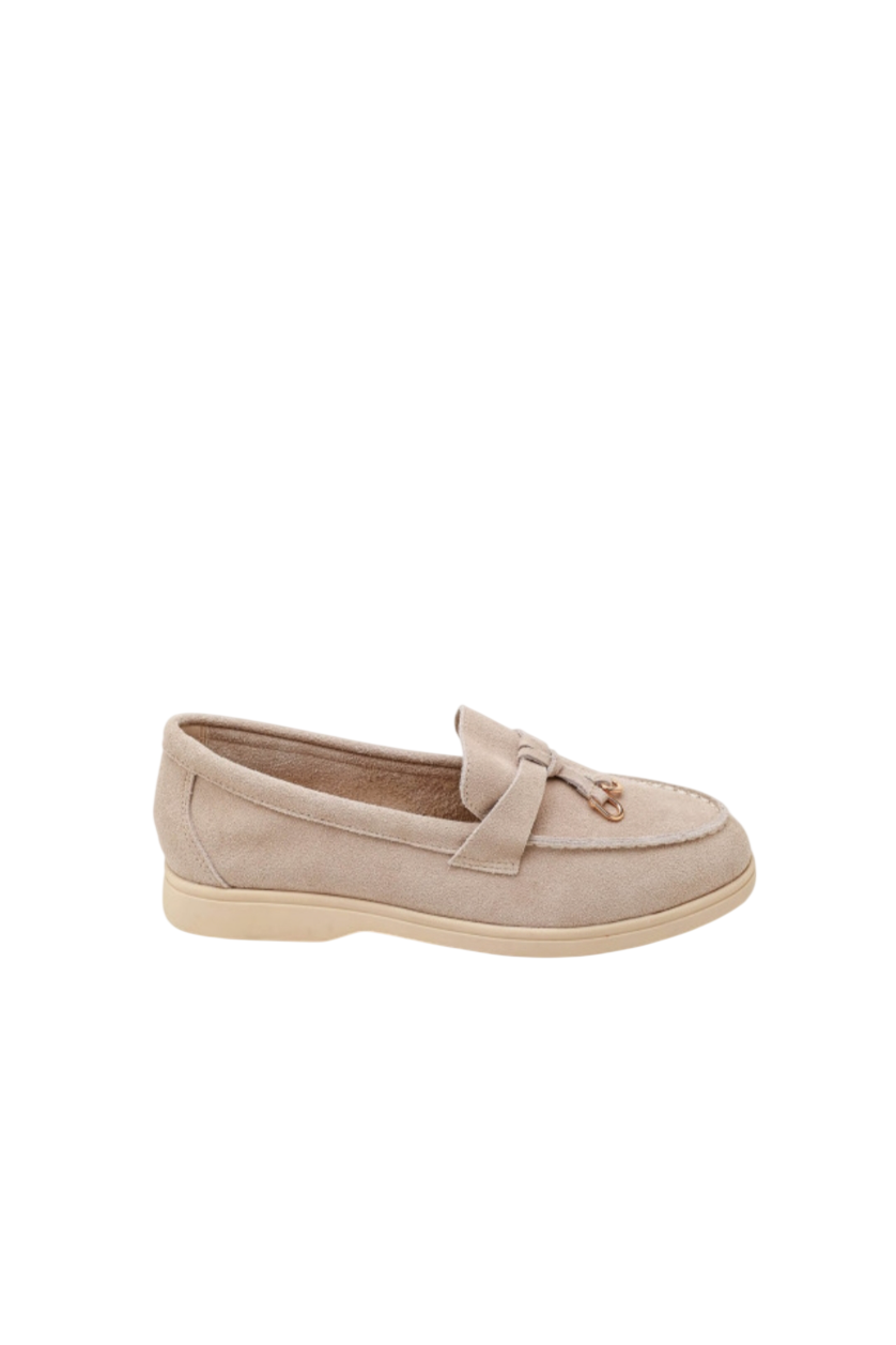 Mocassin / loafer en cuir pour femmes - beige