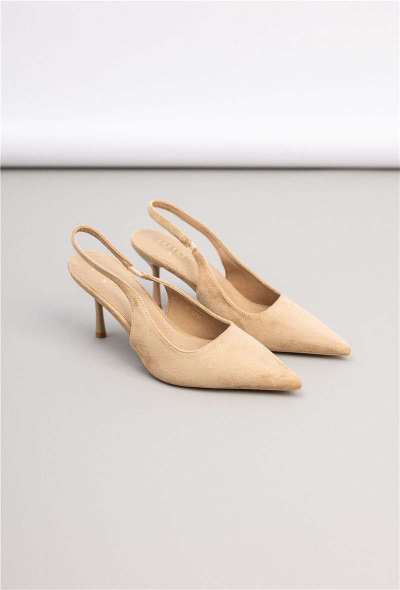 Escarpins slingback à talon aiguille, Taupe