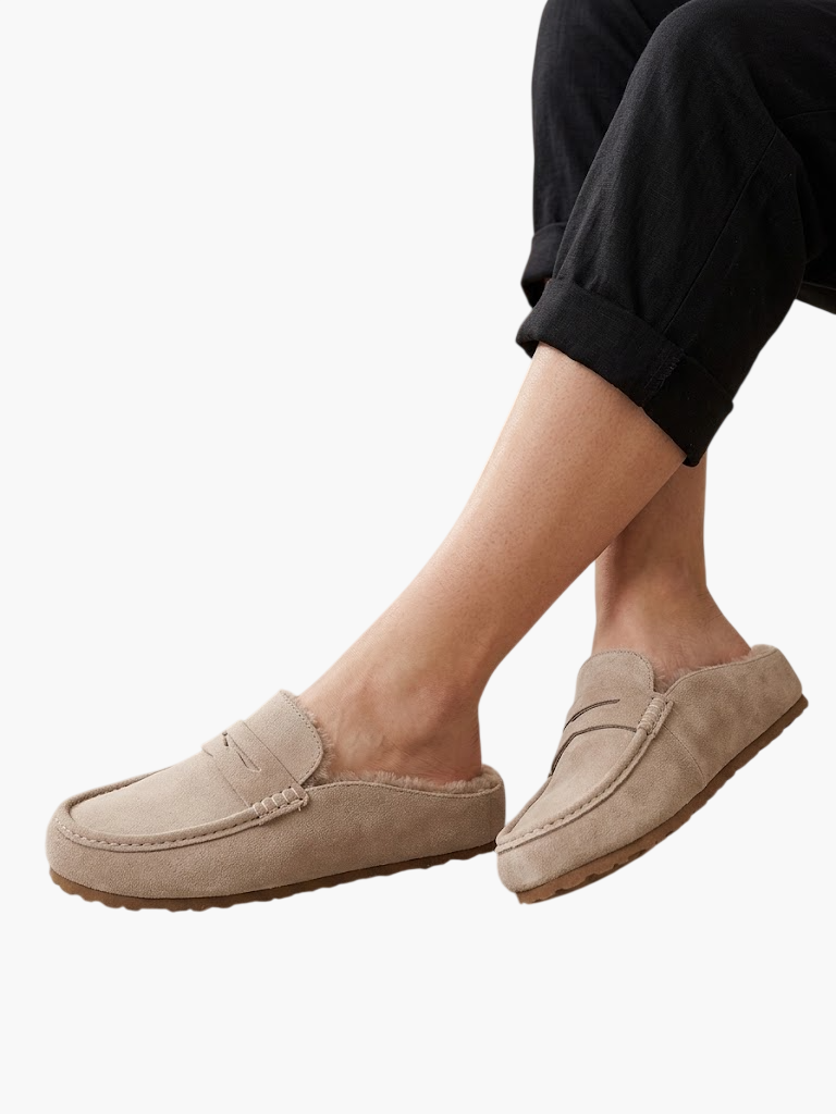 Mules Moccasins Fourrées - taupe