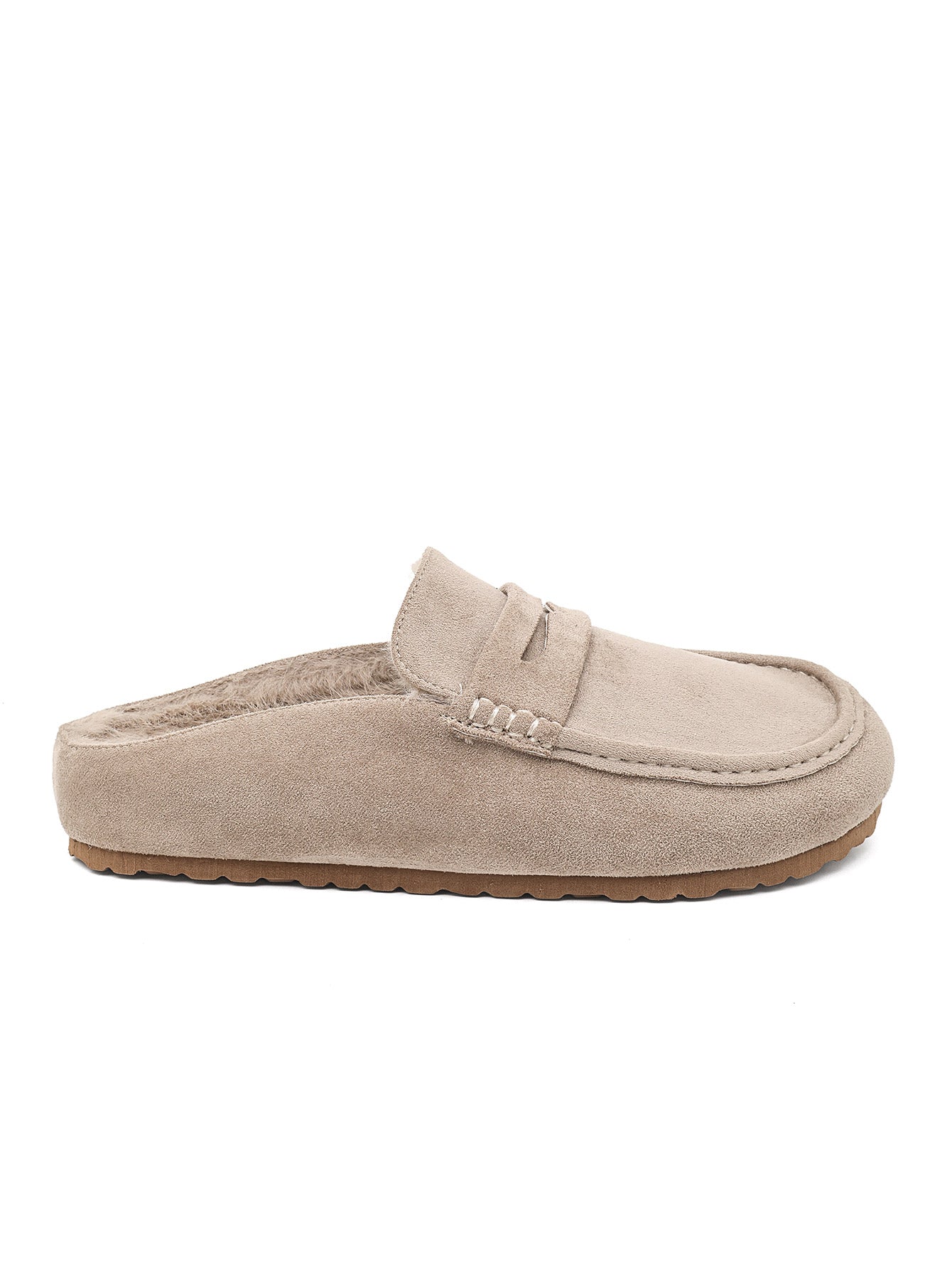 Mules Moccasins Fourrées - taupe