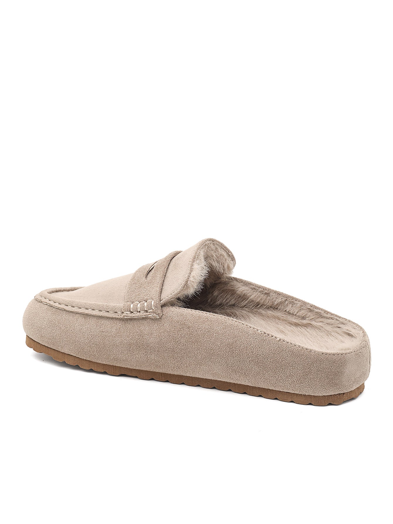 Mules Moccasins Fourrées - taupe
