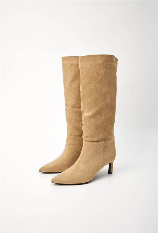 Bottes femmes bout pointu À Talons Kitten, Taupe