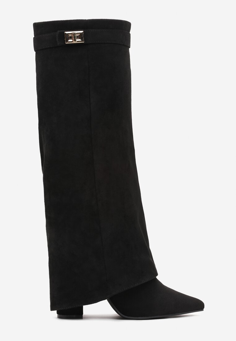 Bottes guêtres à talon carré et bout pointu, Noir