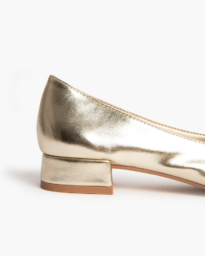 Ballerines à petits talons, Doré
