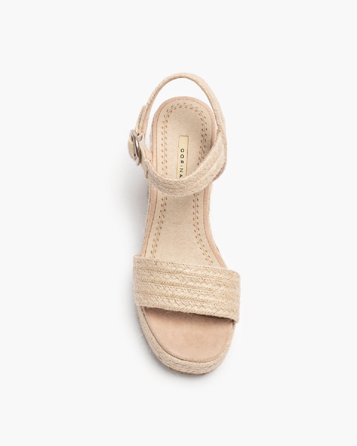 Espadrilles femmes à talons bloc, Beige