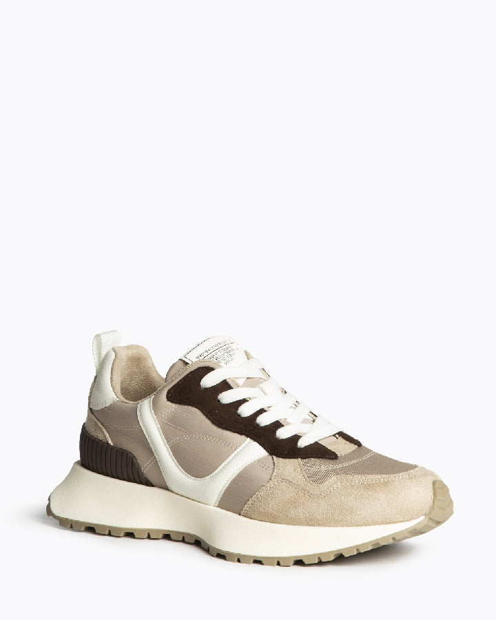 Basket running à lacets semelle crantée, Taupe