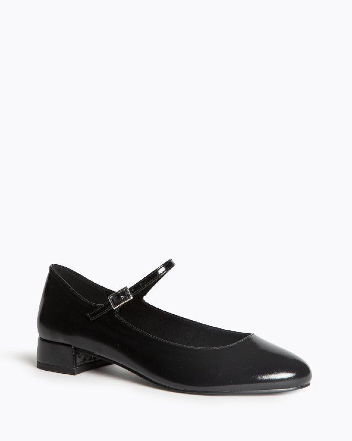 Ballerines vernies à talon, Noir