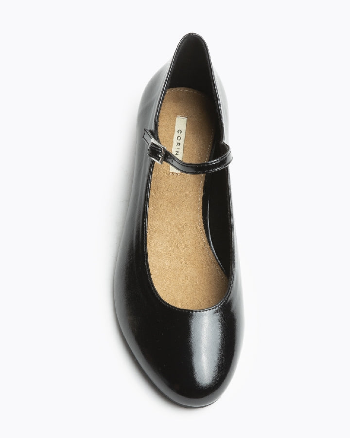 Ballerines vernies à talon, Noir