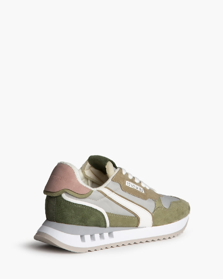 Basket running à lacets semelle crantée, Vert mix