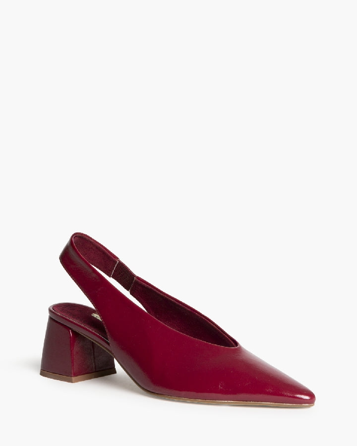 Escarpins slingback talon carré, wine