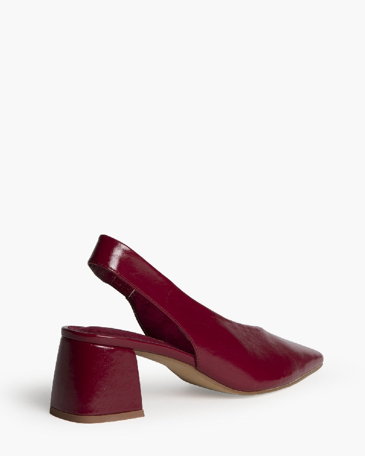 Escarpins slingback talon carré, wine